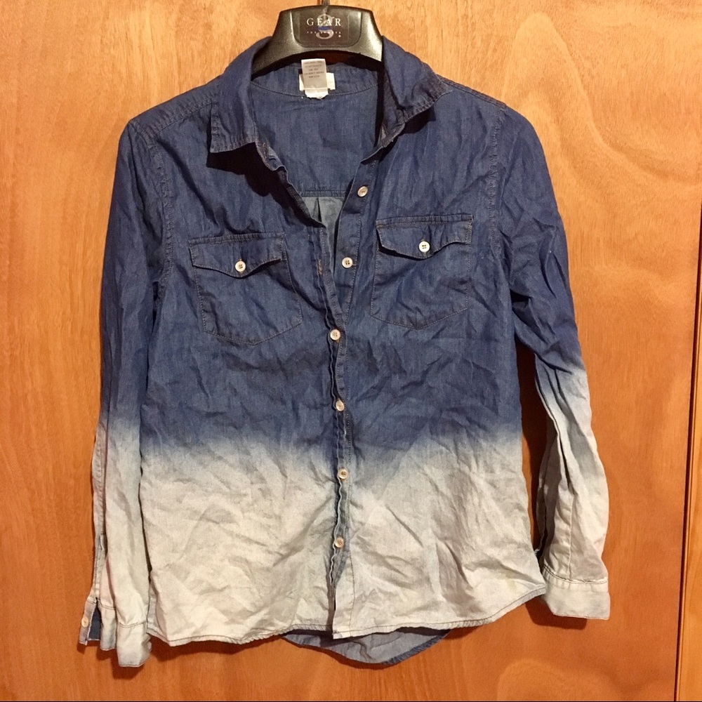 Ombré denim button up